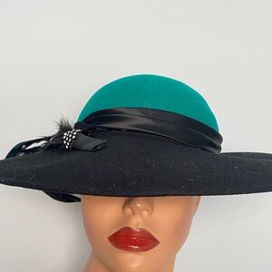 Elegant Teal and Black Women's Hat